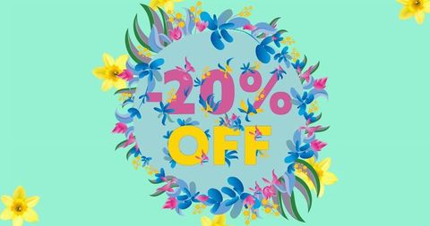 Vibrant Floral 20 Percent Off Sales Promotion