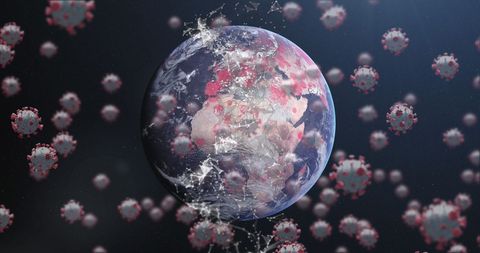 Global Pandemic Concept with Reddened Earth and Viral Symbols - Download Free Stock Images Pikwizard.com