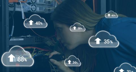 Female Technician Monitoring Cloud Analytics in Server Room - Download Free Stock Images Pikwizard.com
