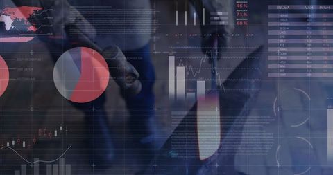 Financial analyst using digital interface for data analytics