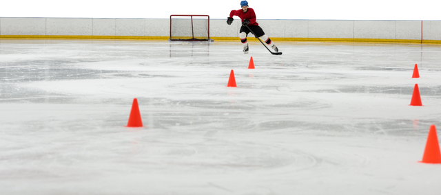 Man Doing Ice Hockey Training Drills with Cones on Transparent Background - Download Free Stock Videos Pikwizard.com