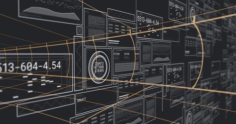 Futuristic digital control interface with numeric displays