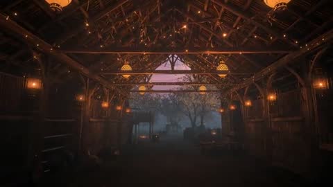 AI-Generated Barn with Lanterns and Breathtaking Illumination
