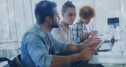 Collaborative Business Team Overlaid with Digital Network Concept