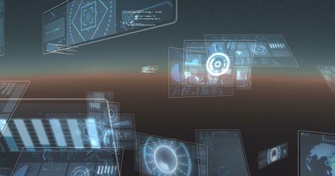 Futuristic Virtual Screens in Cyberspace Illuminating Data - Download Free Stock Images Pikwizard.com