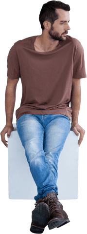 man sitting on transparent seat wearing casual attire - Download Free Stock Videos Pikwizard.com