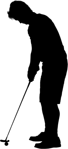 Transparent Silhouette of Athlete Swinging to Play Golf Outdoors