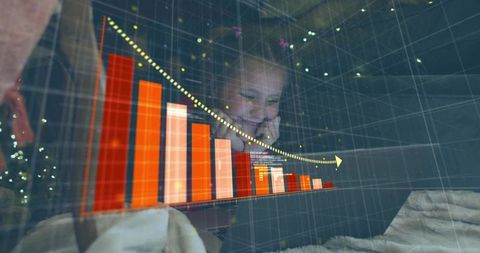 Girl Analyzing Graph During Study Time in Cozy Bedroom