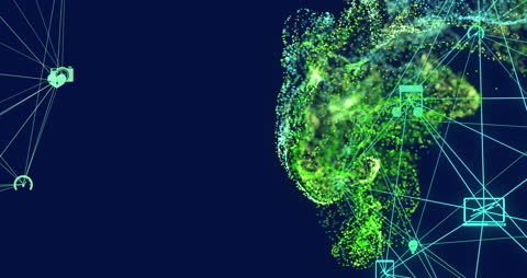 Abstract Neural Data Network Visualization with Green Particles