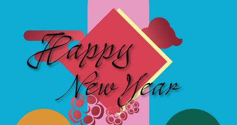 Colorful New Year Message with Abstract Shapes
