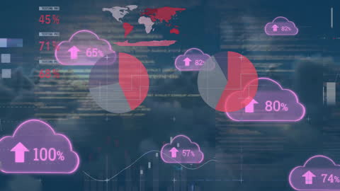 Global Financial Data Processing in Digital Cloud Concept