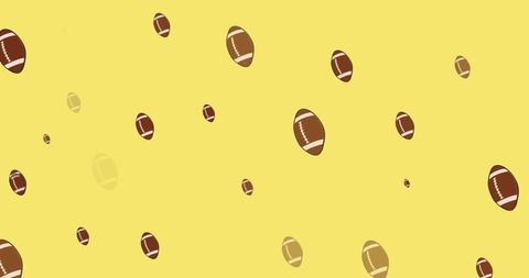 Rugby Balls Scattered on Vibrant Yellow Background for Sports Design - Download Free Stock Images Pikwizard.com