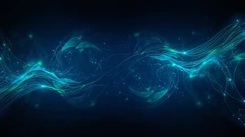 Futuristic Digital Blue Ribbons Flowing in Space