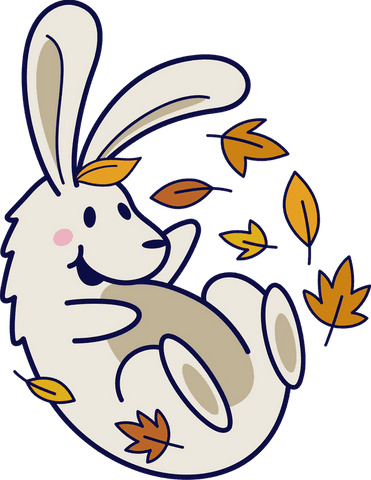 Cheerful Cartoon Rabbit With Autumn Leaves Illustration - Download Free Stock Videos Pikwizard.com