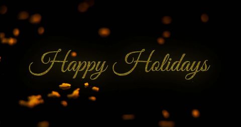 Happy Holidays Festive Golden Text on Black Background