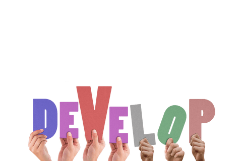 hands lifting colorful transparent letters to spell 'develop' - Download Free Stock Videos Pikwizard.com