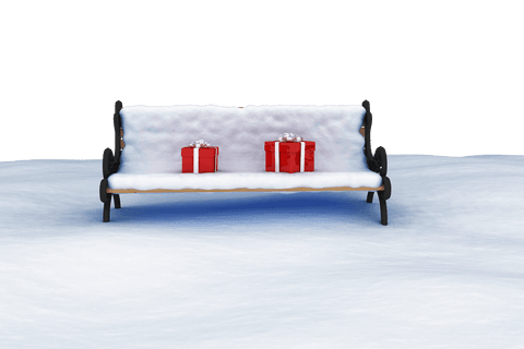 snow-covered bench with red gifts on transparent background - Download Free Stock Videos Pikwizard.com