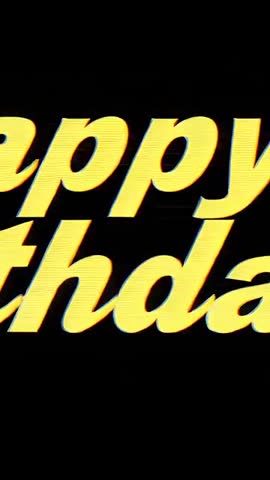 Looping Retro Yellow Script Text Glitching With CRT Scanlines Vertical Motion Loop