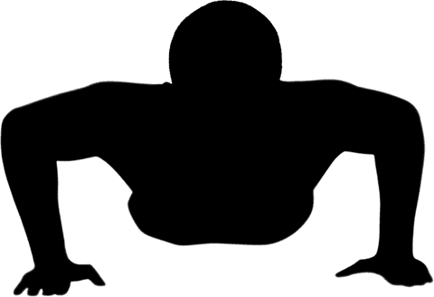 Silhouette man performing push-ups on transparent background