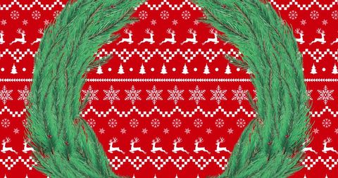 Festive Christmas Wreath with Reindeer and Snowflakes