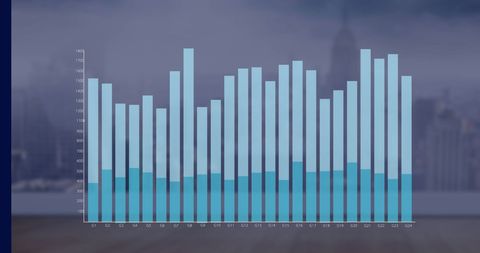 Financial Bar Graph Overlaying Urban Cityscape Background - Download Free Stock Images Pikwizard.com