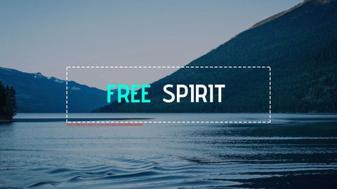 Serene mountain lake with free spirit text