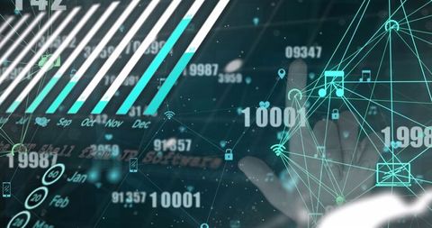Digital interface technology with data and abstract overlay