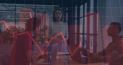 Diverse Team Analyzing Financial Data with Chart Overlay in Modern Office - Download Free Stock Images Pikwizard.com