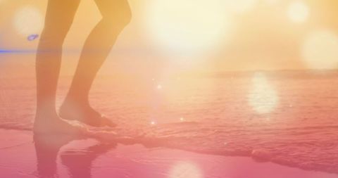 Serene Beach Walk With Sunlit Sparkles - Download Free Stock Images Pikwizard.com