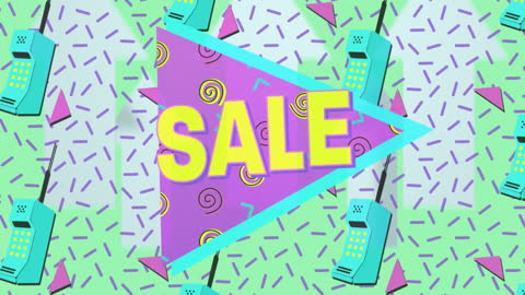 Retro Geometric Sale Banner with Pattern Background