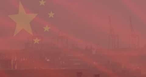 China Flag Overlaying Industrial Cityscape Illustrating Economic Growth - Download Free Stock Images Pikwizard.com