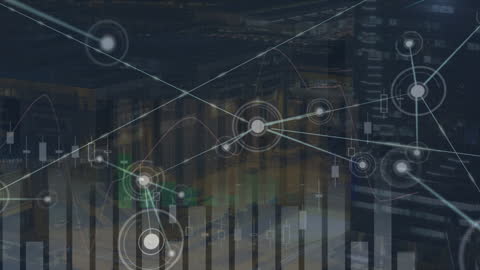 Global Data Network Overlay on Urban Landscape