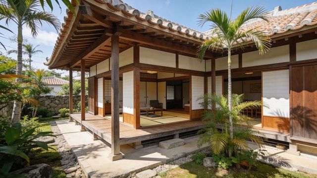 Traditional japanese engawa featuring wooden veranda, open tatami room and courtyard garden