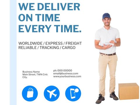 Smiling Courier with Package Showcasing Reliable Delivery Options - Download Free Stock Templates Pikwizard.com