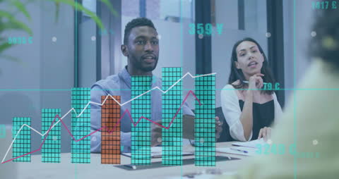 Business Team Analyzing Financial Data Graphics