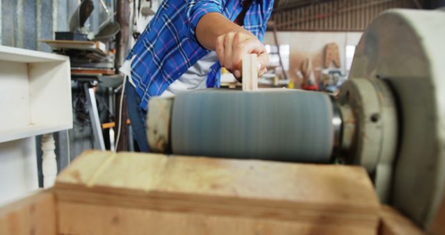 Carpenter Shaping Wood on a Lathe in Workshop - Download Free Stock Images Pikwizard.com