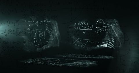 Abstract mathematical formulas with light trails