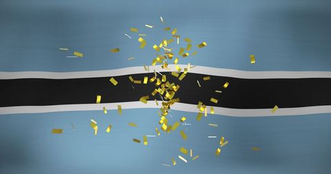 Botswana Flag with Glorious Gold Confetti Overlay
