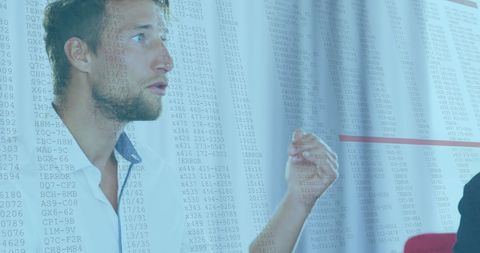 Data Overlay on Businessman Analyzing Progress