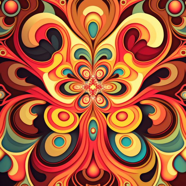 Colorful Abstract Pattern with Swirls and Floral Motifs - Download Free Stock Images Pikwizard.com