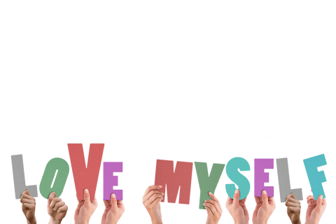 Hands Holding Colorful Love Myself Text on Transparent Background - Download Free Stock Videos Pikwizard.com