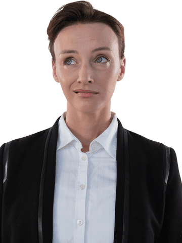 Thoughtful Businesswoman Looking Away on Transparent Background