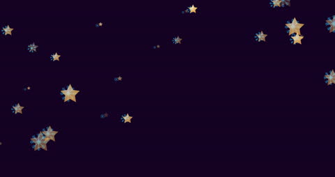 Floating Stars and Snowflakes on Black Background