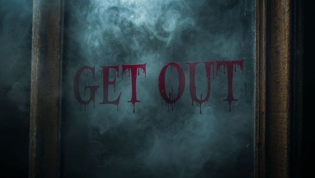 Haunting Message Written With Dripping Red Letters Against Smoky Background