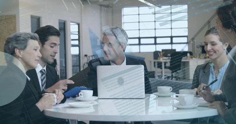 Business Team Collaboration with Digital Data Interface