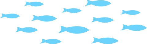 Minimalist fish pattern silhouettes on transparent background