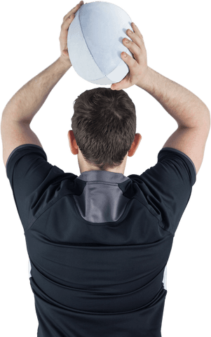 Rugby Player Throwing Pass, Back View, Transparent Overhead Motion