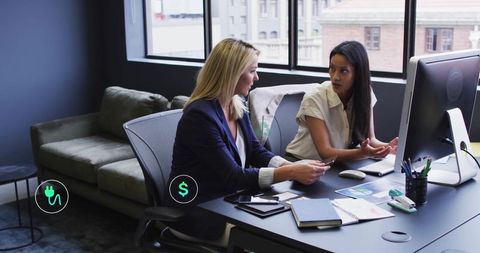 Discussing Innovative Eco Solutions in Modern Office Setting