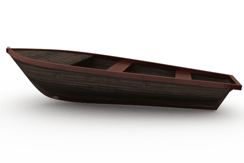 Digital Illustration of Wood Boat with Transparent Background