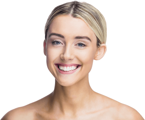 Smiling Woman in Studio with Transparent Background